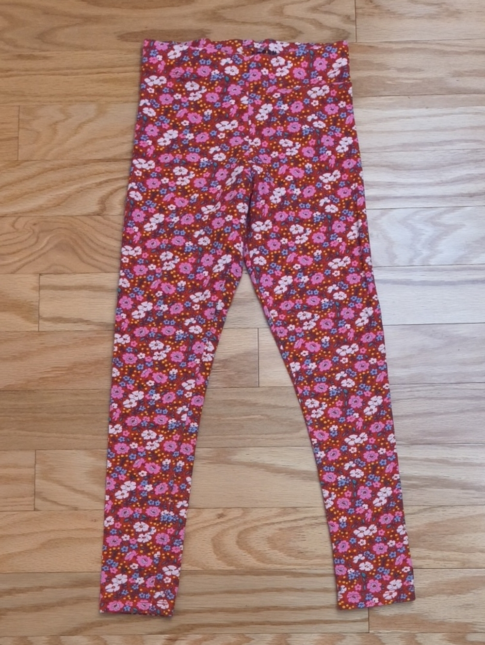 Mini Boden Floral Red Stretch Leggings Size 9/10 EUC